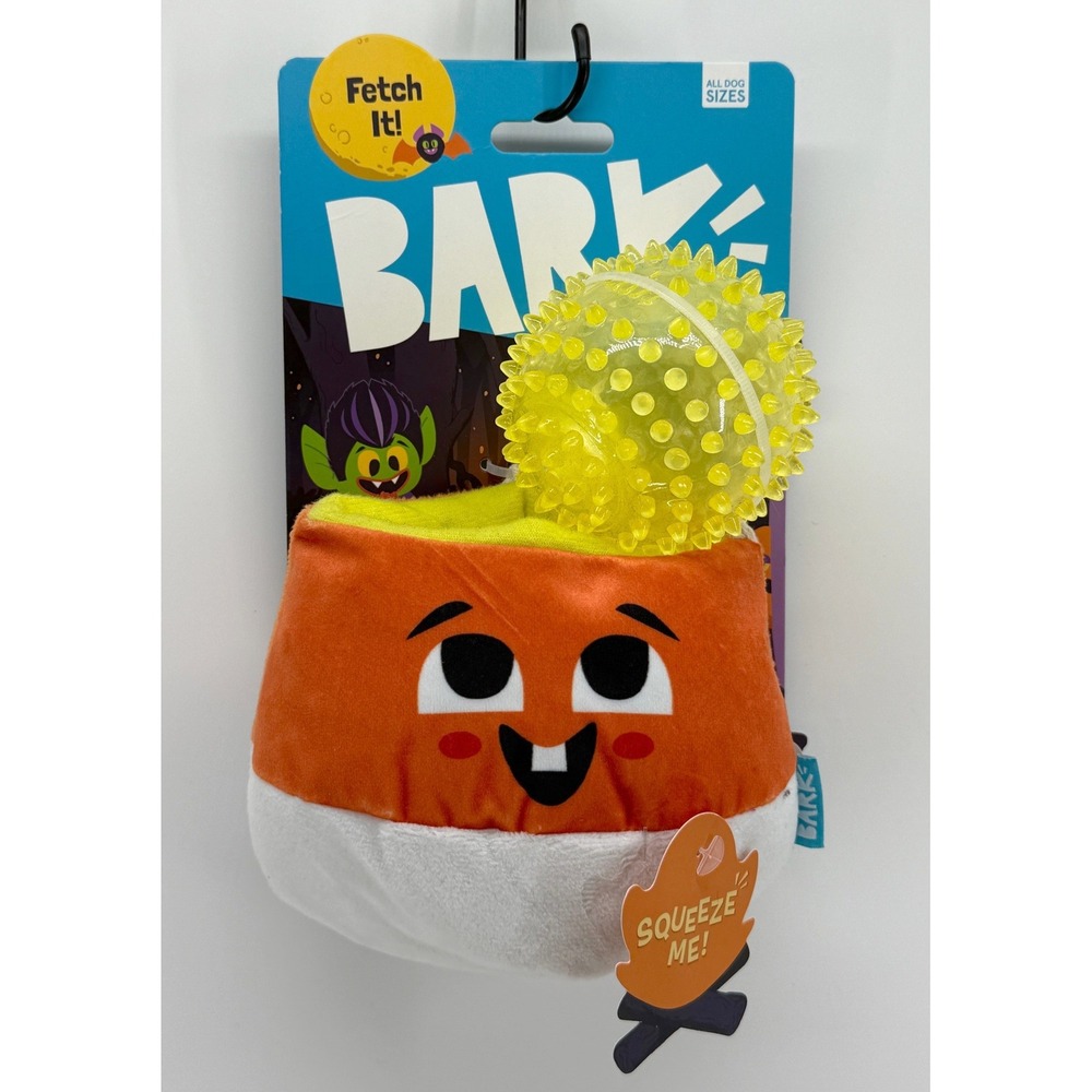 Bark Andy Candy Corn Dog Toy Spiky Squeaker Crinkle New